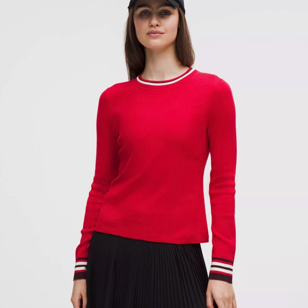 lululemon athletica Red Ribbed Long Sleeve Crew